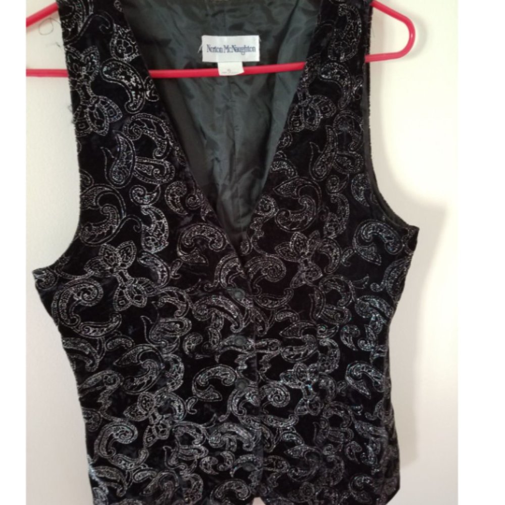 Black Glitter Suede Vest